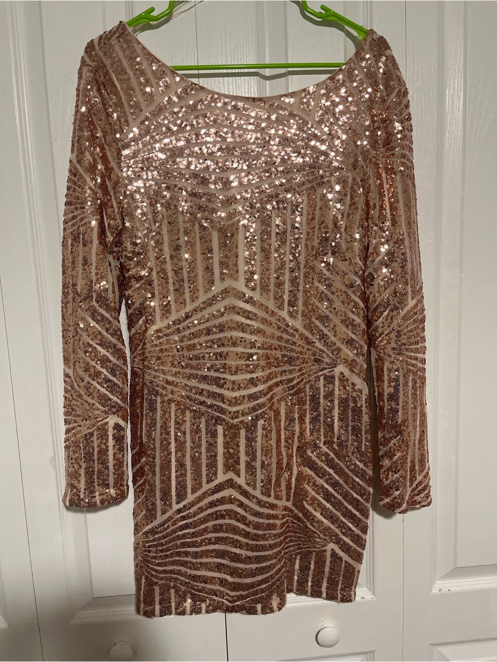 Charlotte Russe Rose Gold Sequin Long Sleeve Dress